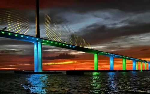 St. Pete Sunshine Skyway Bridge Light Show